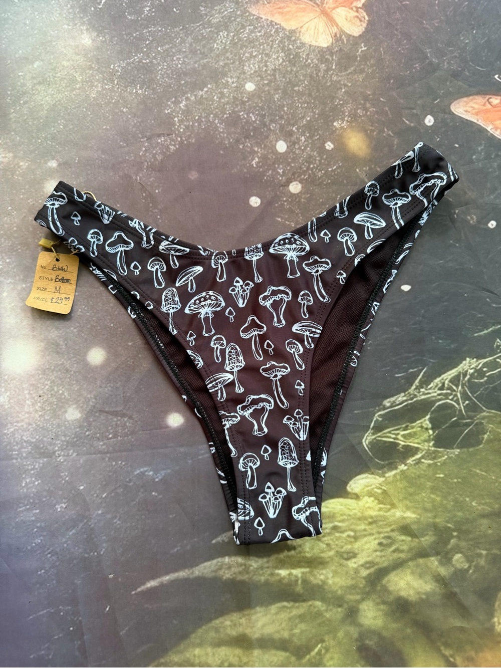 Women’s Black Mushroom Print Bikini Bottoms
